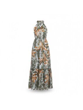 kate and lily floral maxi dress & Women 14P Orange Flowy Tiered Lined Western Boho 26 waist Kate and lily blue -